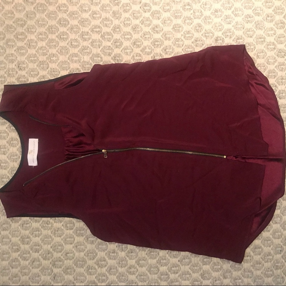 Amanda Uprichard silk burgundy zip tank